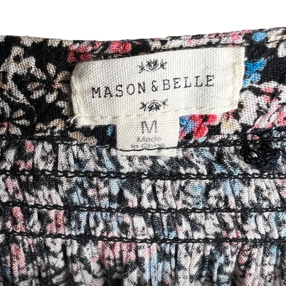 Mason & Belle Ditsy Floral Boho Embroidered Top with Tassels Size Medium - Picture 3 of 8